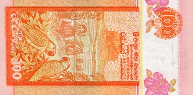 Купюра номиналом 100 ланкийских рупий, обратная сторона
